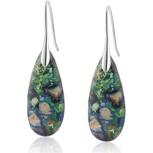 Emperor Stone Teardrop Earrings – Unique Natural Stone, Dazzling